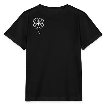 Four-leaf clover One Line lucky symbol - Stanley/Stella MINI CREATOR Kids’ T-Shirt - black - Front - Mikhail (115cm)