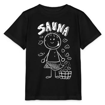 Dampf Sauna Strichmännchen - Stanley/Stella Kinder T-Shirt MINI CREATOR  - Schwarz - Vorne - Mikhail (115cm)