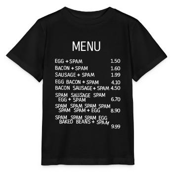Menu Alimentaire Particulièrement Saugrenu - T-shirt bio MINI CREATOR Stanley/Stella Enfant - noir - Devant - Mikhail (115cm)