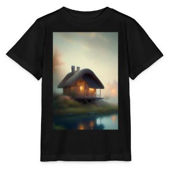 Charmante cabane au bord du lac - T-shirt bio MINI CREATOR Stanley/Stella Enfant - noir - Devant - Mikhail (115cm)