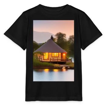 Charmante cabane au bord du lac - T-shirt bio MINI CREATOR Stanley/Stella Enfant - noir - Devant - Mikhail (115cm)
