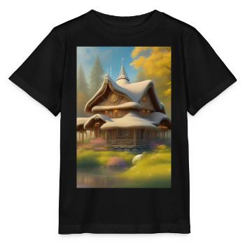 Charmante cabane au bord du lac - T-shirt bio MINI CREATOR Stanley/Stella Enfant - noir - Devant - Mikhail (115cm)