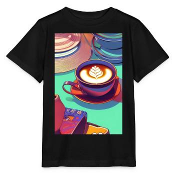 Café, grains de café - T-shirt bio MINI CREATOR Stanley/Stella Enfant - noir - Devant - Mikhail (115cm)