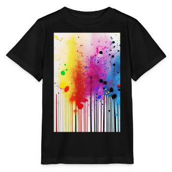 Farbspritzer und Linien - Stanley/Stella Kinder T-Shirt MINI CREATOR  - Schwarz - Vorne - Mikhail (115cm)