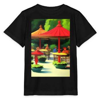 Asiatisches Cafe im Freien - Stanley/Stella Kinder T-Shirt MINI CREATOR  - Schwarz - Vorne - Mikhail (115cm)