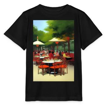 Asiatisches Cafe im Freien - Stanley/Stella Kinder T-Shirt MINI CREATOR  - Schwarz - Vorne - Mikhail (115cm)