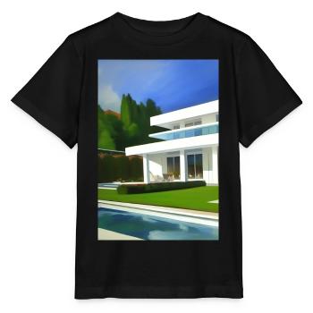 Weiße Villa mit Pool - Stanley/Stella Kinder T-Shirt MINI CREATOR  - Schwarz - Vorne - Mikhail (115cm)