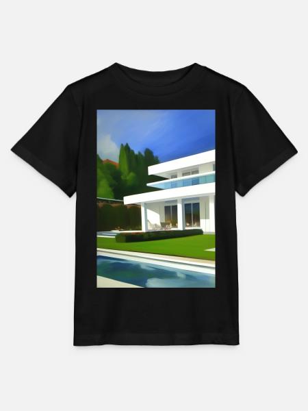 Weiße Villa mit Pool - Stanley/Stella Kinder T-Shirt MINI CREATOR  - Schwarz