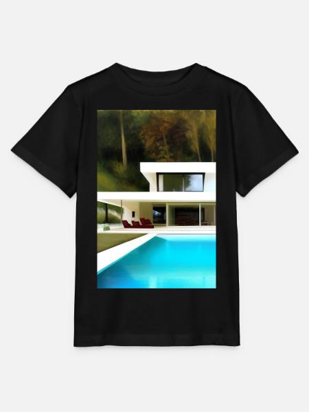 Weiße Villa mit Pool - Stanley/Stella Kinder T-Shirt MINI CREATOR - Schwarz