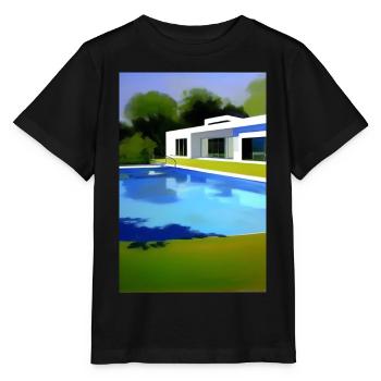 Weiße Villa mit Pool - Stanley/Stella Kinder T-Shirt MINI CREATOR  - Schwarz - Vorne - Mikhail (115cm)