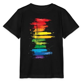 Subtil et cool Dripping Pride drapeau arc en ciel Design - T-shirt bio MINI CREATOR Stanley/Stella Enfant - noir - Devant - Mikhail (115cm)