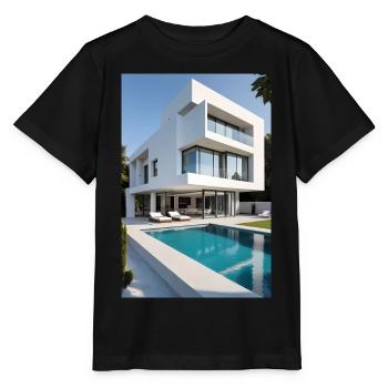 Weiße Villa mit Pool - Stanley/Stella Kinder T-Shirt MINI CREATOR  - Schwarz - Vorne - Mikhail (115cm)