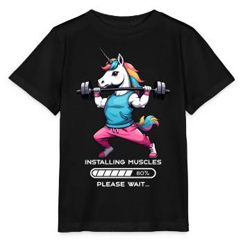 Licorne bodybuilder - T-shirt bio MINI CREATOR Stanley/Stella Enfant - noir - Devant - Mikhail (115cm)