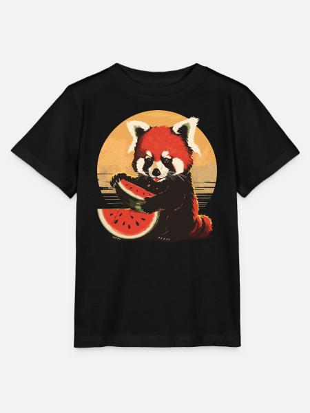 Roter Panda Katzenbär Red Panda Wassermelone Cool - Stanley/Stella Kinder T-Shirt MINI CREATOR  - Schwarz