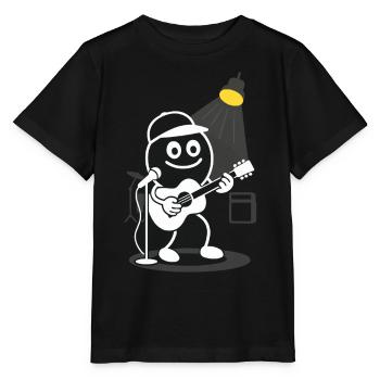 Ribbo spielt Gitarre mit Herz - Stanley/Stella Kinder T-Shirt MINI CREATOR  - Schwarz - Vorne - Mikhail (115cm)