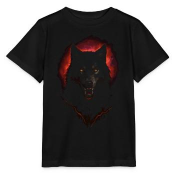 Dark Wolf Intense Night Creature Red Halo - Stanley/Stella MINI CREATOR Kids’ T-Shirt - black - Front - Mikhail (115cm)