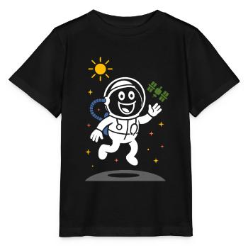 Ribbo als Astronaut – Lustige Weltraum-Szene - Stanley/Stella Kinder T-Shirt MINI CREATOR  - Schwarz - Vorne - Mikhail (115cm)