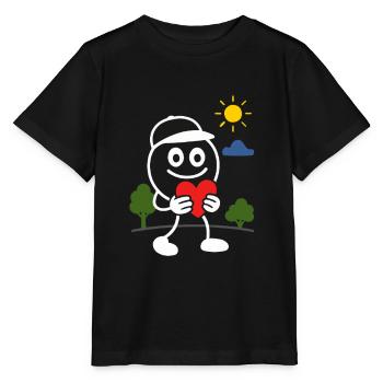 Ribbo with heart – give warmth and joy as a gift - Stanley/Stella MINI CREATOR Kids’ T-Shirt - black - Front - Mikhail (115cm)