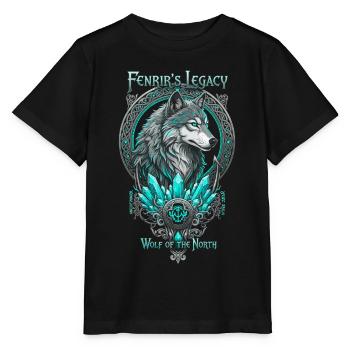 Fenrir Legacy Loup Nord Cristal Cyan - T-shirt bio MINI CREATOR Stanley/Stella Enfant - noir - Devant - Mikhail (115cm)