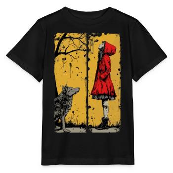 Le Petit Chaperon Rouge et le Loup - T-shirt bio MINI CREATOR Stanley/Stella Enfant - noir - Devant - Mikhail (115cm)