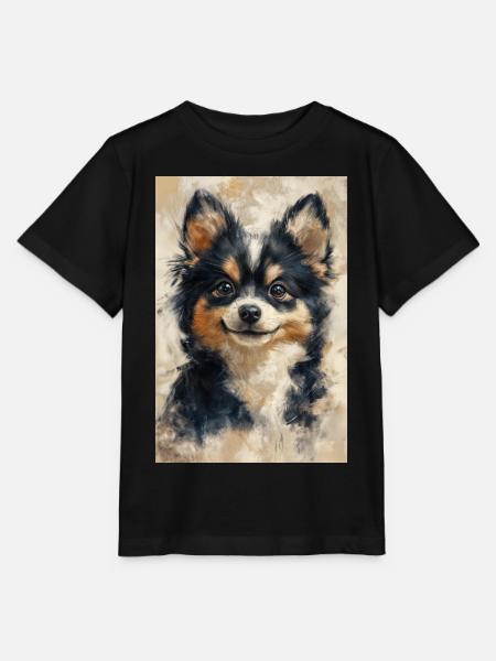 Illustration eines Hundes - Stanley/Stella Kinder T-Shirt MINI CREATOR - Schwarz