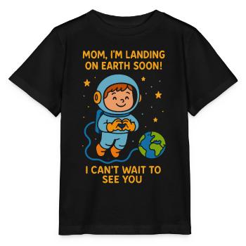 Mama Ich Lande Bald Baby Junge Weltraum Schwangerschaft - Stanley/Stella Kinder T-Shirt MINI CREATOR  - Schwarz - Vorne - Mikhail (115cm)