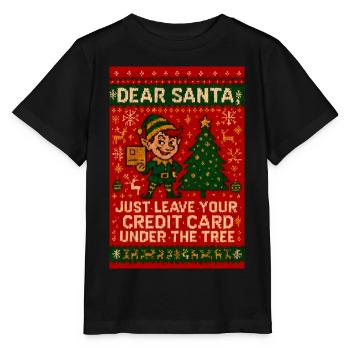 Dear Santa Credit Card Under Tree - Stanley/Stella MINI CREATOR Kids’ T-Shirt - black - Front - Mikhail (115cm)