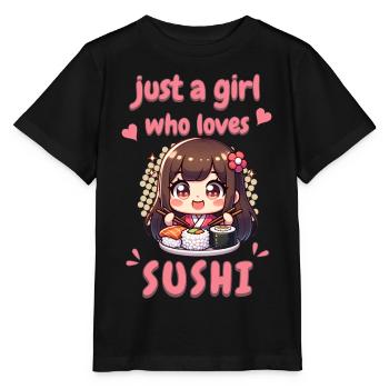 Kawaii Anime Sushi Girl Shirt Juste une fille - T-shirt bio MINI CREATOR Stanley/Stella Enfant - noir - Devant - Mikhail (115cm)