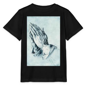 Hommage Dürers « Mains priantes » avec 6 doigts Slop - T-shirt bio MINI CREATOR Stanley/Stella Enfant - noir - Devant - Mikhail (115cm)
