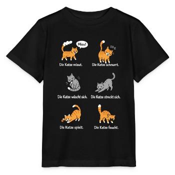 Katzenleben – Schnurrhaare & Katzenliebe - Stanley/Stella Kinder T-Shirt MINI CREATOR  - Schwarz - Vorne - Mikhail (115cm)