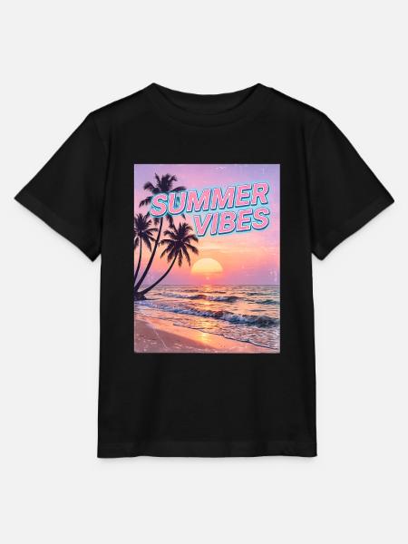 Sommervibes Retro Sunset Beach - Stanley/Stella Kinder T-Shirt MINI CREATOR  - Schwarz