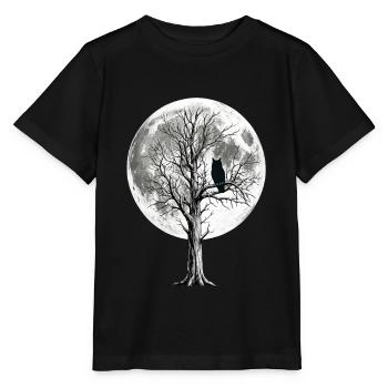 Mondnächteule auf kahler Baumkrone - Stanley/Stella Kinder T-Shirt MINI CREATOR  - Schwarz - Vorne - Mikhail (115cm)
