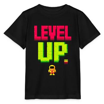 Level Up Pixelheld Retro - Stanley/Stella Kinder T-Shirt MINI CREATOR  - Schwarz - Vorne - Mikhail (115cm)