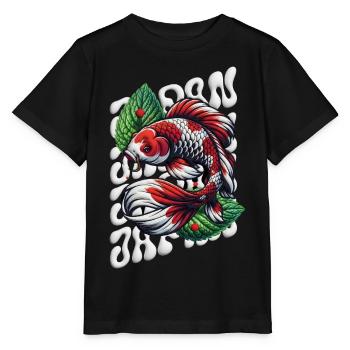 Poisson Koi Style Zen Pelucheux - T-shirt bio MINI CREATOR Stanley/Stella Enfant - noir - Devant - Mikhail (115cm)