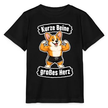 Kurze Beine, großes Herz – Corgi - Stanley/Stella Kinder T-Shirt MINI CREATOR  - Schwarz - Vorne - Mikhail (115cm)