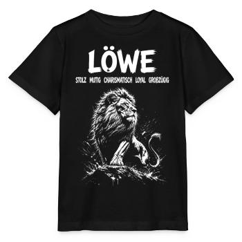 Sternzeichen Löwe Eigenschaften mutig stolz loyal - Stanley/Stella Kinder T-Shirt MINI CREATOR  - Schwarz - Vorne - Mikhail (115cm)