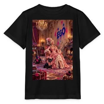 Rokoko-Königin mit Spiegel und Französischer Bulldogge — EGO - Stanley/Stella Kinder T-Shirt MINI CREATOR  - Schwarz - Vorne - Mikhail (115cm)