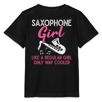 Saxophone Girl Saxophonist Orchestra Musician - Stanley/Stella MINI CREATOR Kids’ T-Shirt - black - Front - Mikhail (115cm)