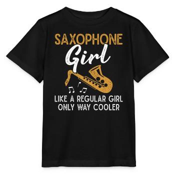 Saxophone Girl Saxophonist Orchestra Musician - Stanley/Stella MINI CREATOR Kids’ T-Shirt - black - Front - Mikhail (115cm)
