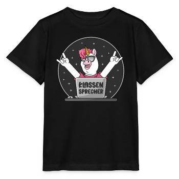 Klassen Sprecher Schule Einhorn PC Klassensprecher - Stanley/Stella Kinder T-Shirt MINI CREATOR  - Schwarz - Vorne - Mikhail (115cm)