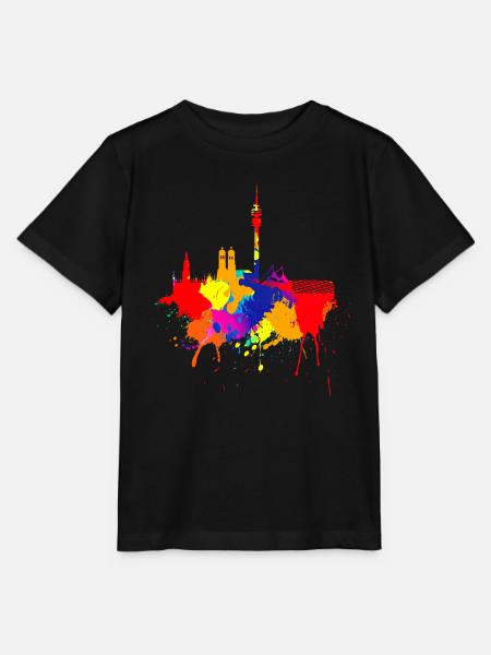 München Skyline Bunte Farben Malerei Bayern Fan - Stanley/Stella Kinder T-Shirt MINI CREATOR - Schwarz