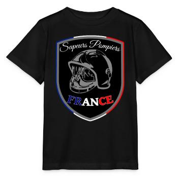 Feuerwehrmann blau weiß rot Frankreich Wimpel SCHWARZ - Stanley/Stella Kinder T-Shirt MINI CREATOR  - Schwarz - Vorne - Mikhail (115cm)