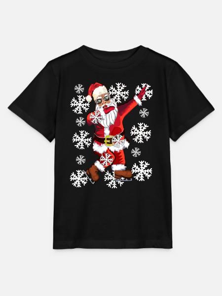 Weihnachtsmann mit coole Brillen und Schlittschuhe - Stanley/Stella Kinder T-Shirt MINI CREATOR - Schwarz