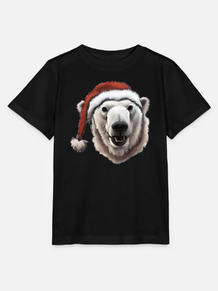 Eisbär Kopf Weihnachtsmütze Weihnachten Geschenk - Stanley/Stella Kinder T-Shirt MINI CREATOR  - Schwarz