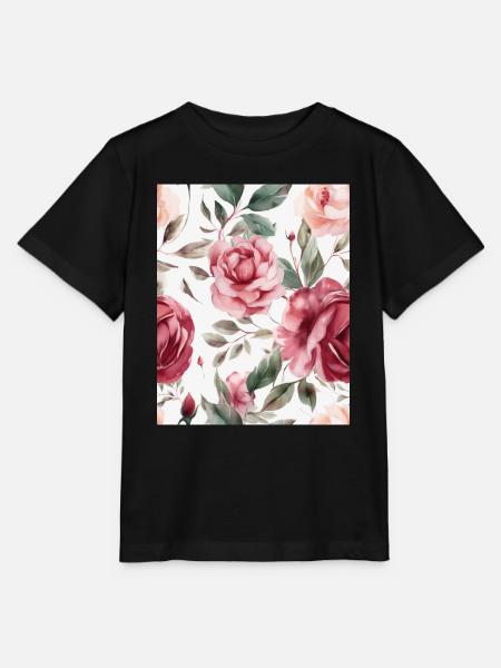Wasserfarben Rose - Stanley/Stella Kinder T-Shirt MINI CREATOR - Schwarz