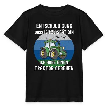 Entschuldigung zu spät, habe einen Traktor gesehen - Stanley/Stella Kinder T-Shirt MINI CREATOR  - Schwarz - Vorne - Mikhail (115cm)
