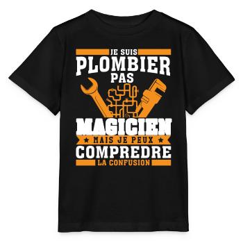 Plombier Pas Magicien Plomberie - T-shirt bio MINI CREATOR Stanley/Stella Enfant - noir - Devant - Mikhail (115cm)