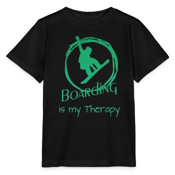 Boarding is my Therapy - Snowboard -Boarden - Stanley/Stella Kinder T-Shirt MINI CREATOR  - Schwarz - Vorne - Mikhail (115cm)