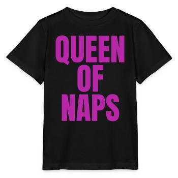 Colourful queen of naps, funny napping slogan - Stanley/Stella MINI CREATOR Kids’ T-Shirt - black - Front - Mikhail (115cm)
