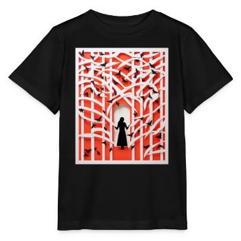 Papier découpé Oiseaux - T-shirt bio MINI CREATOR Stanley/Stella Enfant - noir - Devant - Mikhail (115cm)